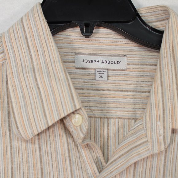 Joseph Abboud Shirt Men's XL Multicolor Short Sleeve Striped Linen - Picture 4 of 12